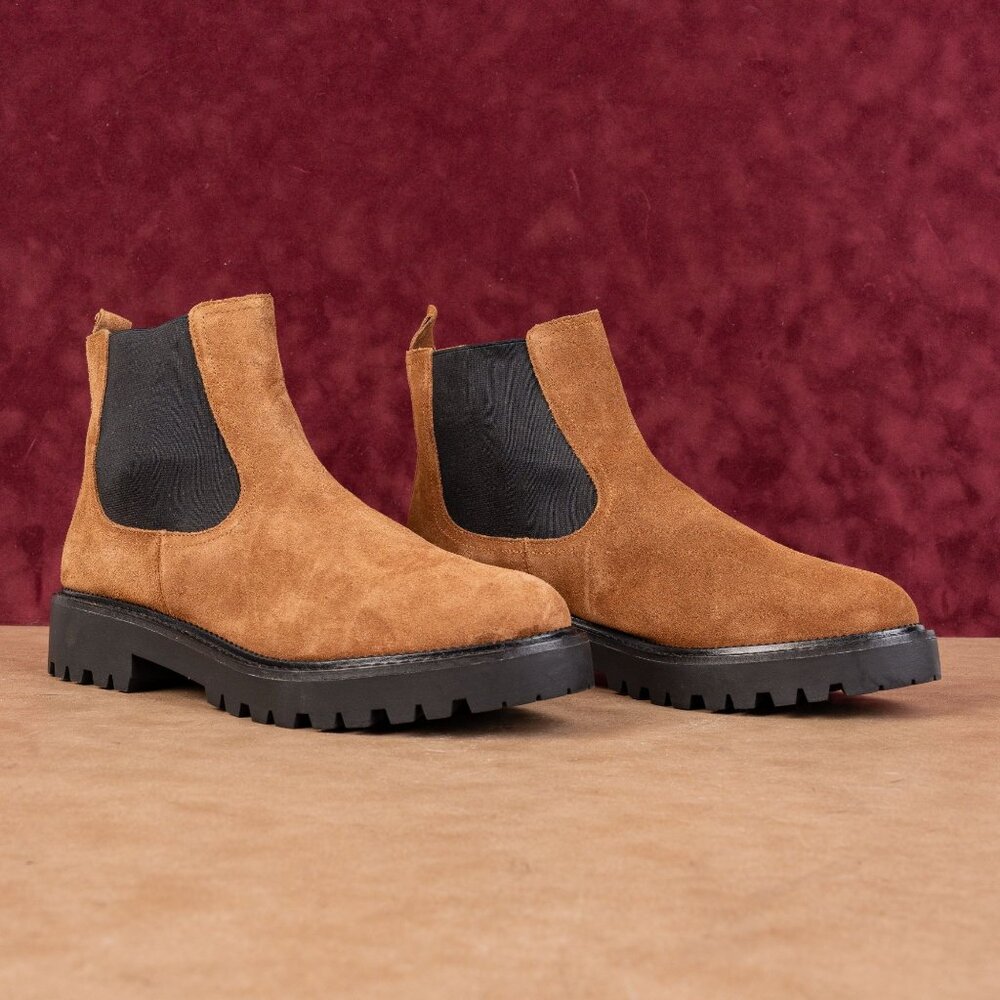 Caslon Women Miller Chesnut Brown Water Resistant Suede Chelsea Boots Sz 13M